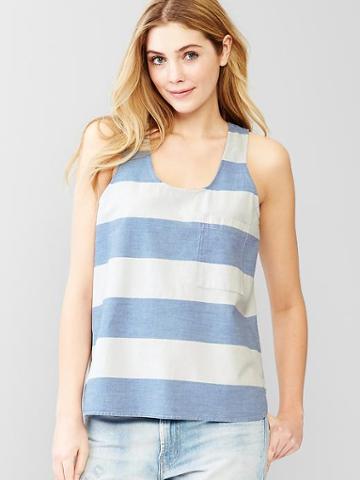 Gap Women 1969 Stripe Chambray Tank - Indigo Stripe
