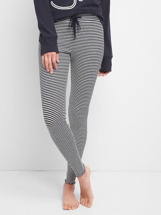 Gap Women Stripe Ribbed Sleep Leggings - Preppy Stripe Indigo