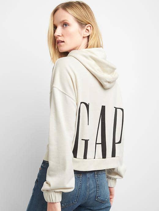 Gap Women French Terry Crop Hoodie - Snow Cap