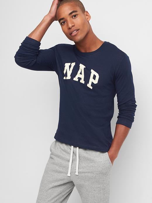 Gap Men Double Face Long Sleeve Tee - Navy