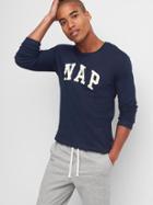 Gap Men Double Face Long Sleeve Tee - Navy