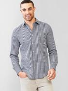 Gap Men Wrinkle Resistant Gingham Shirt - Comet Blue