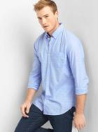 Gap Women True Wash Poplin New Dobby Slim Fit Shirt - Blue Peak