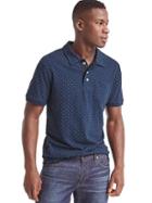 Gap Men Dot Print Slub Jersey Polo - Navy