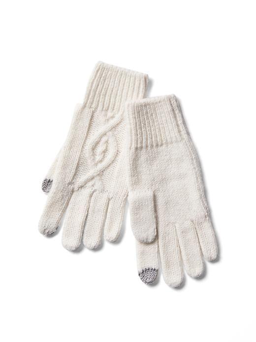 Gap Women Diamond Cable Knit Tech Gloves - Snow Cap