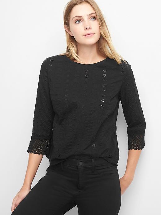 Gap Eyelet Boatneck Top - True Black