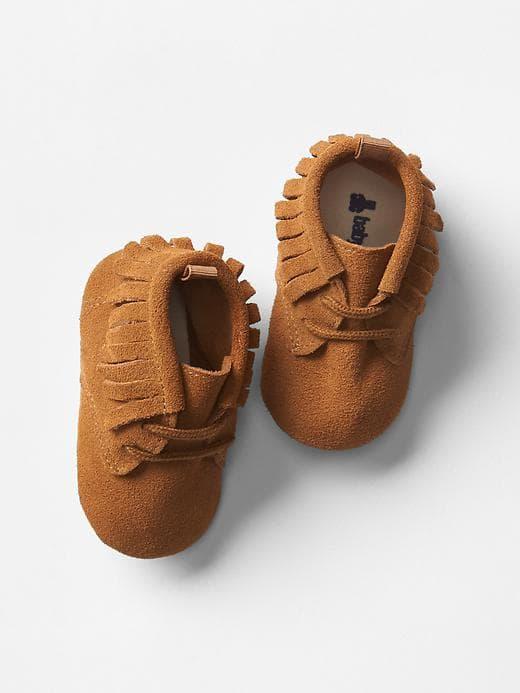 Gap Lace Up Fringe Moccasins - Rich Ginger