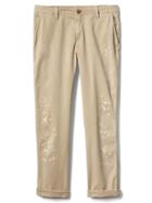 Gap Women Paint Splatter Girlfriend Chinos - Iconic Khaki