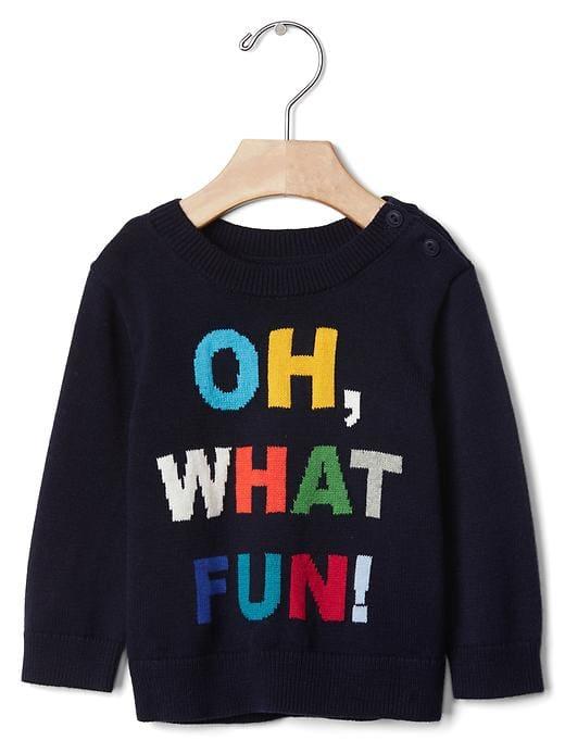 Gap Intarsia Fun Crew Sweater - Dark Night