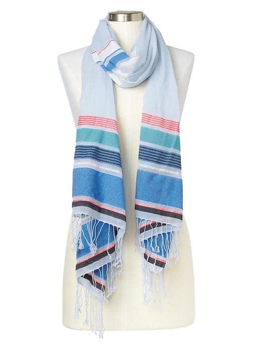 Gap Women Mix Stripe Fringe Scarf - Breezy Blue