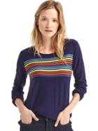 Gap Women Chest Stripe Pullover Sweater - Twilight Navy
