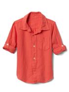Gap Linen Blend Convertible Shirt - Blood Orange
