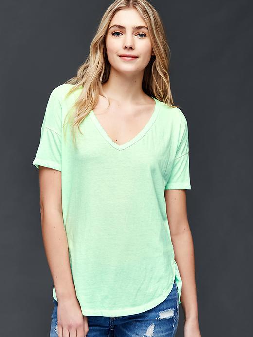 Gap Vintage Wash Double V Neck Tee - Mint Sorbet