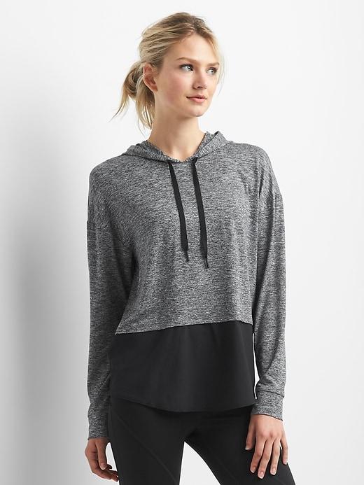 Gap Women Gapfit Mesh Jersey Hoodie - Medium Grey