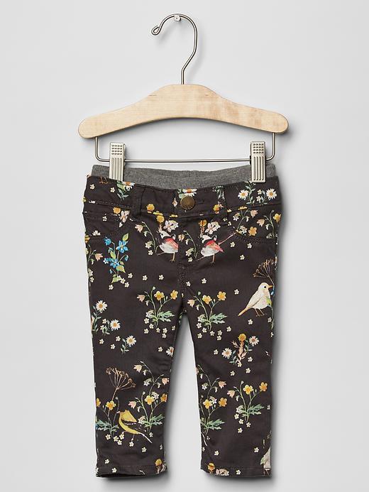 Gap 1969 Pull On Floral Skinny Jeans - Soft Black
