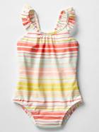 Gap Print Flutter Swim One Piece - Multi Stripe