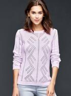 Gap Pointelle Pullover Sweater - Whitened Lilac