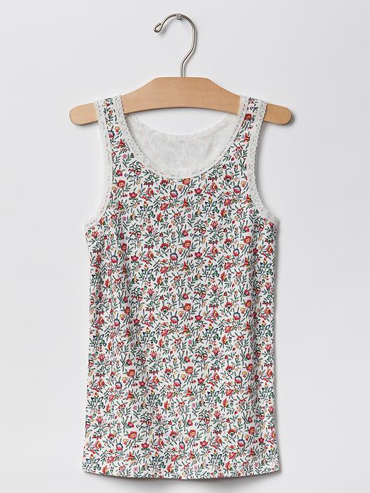 Gap Ribbed Lace Tank - New Off White Floral