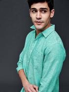 Gap Men Linen Cotton Yarn Dye Standard Fit Shirt - Phosphorus