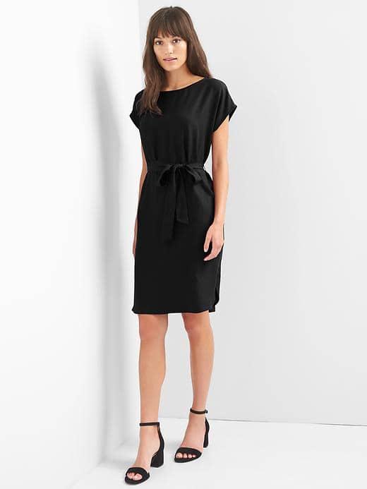 Gap Women Tie Belt Shift Dress - True Black