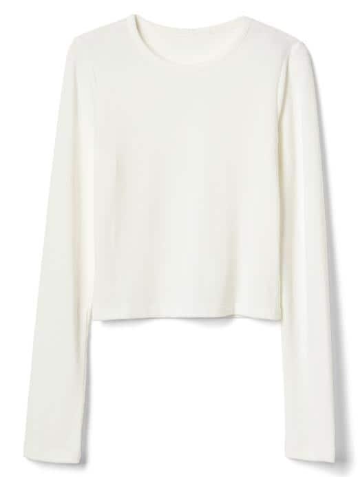 Gap Women Softspun Knit Long Sleeve Crop Top - New Off White