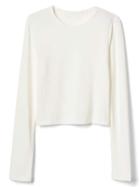 Gap Women Softspun Knit Long Sleeve Crop Top - New Off White