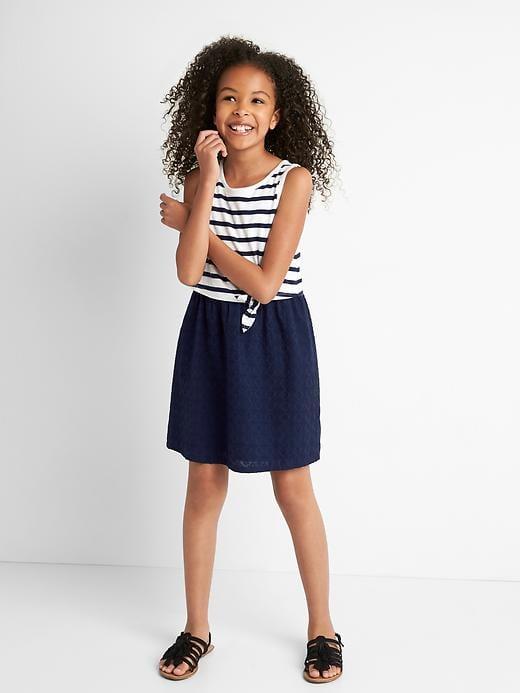 Gap Double Layer Eyelet Dress - Elysian Blue