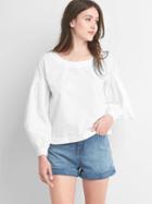 Gap Women Boatneck Button Back Shirt - White