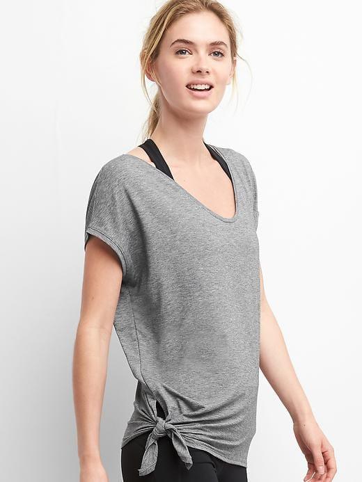 Gap Gapfit Breathe Side Tie Tee - New Heather Grey