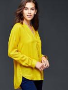 Gap V Neck Long Sleeve Shirt - Intense Citronelle