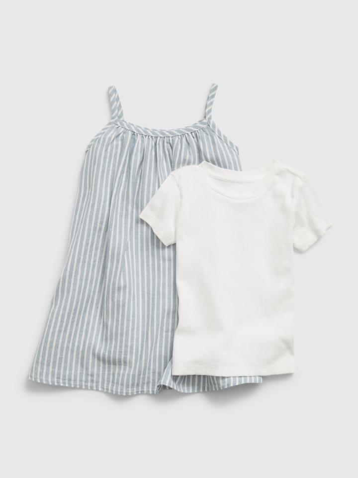Toddler Linen Blend Layered Dress