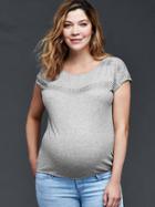 Gap Embroidered Band Tee - Heather Grey