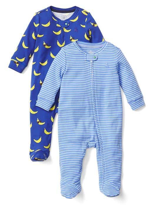 Gap Banana And Stripes Footed One Piece 2 Pack - Matisse Blue