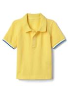 Gap Stripe Sleeve Pique Polo - Lemon Drop