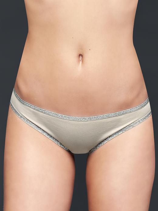 Gap Women Metallic Trim Cheeky Bikini - Clay