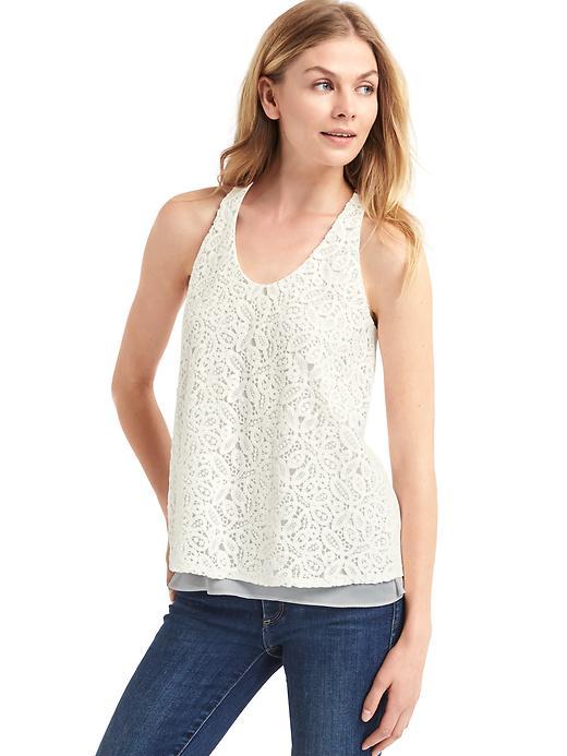 Gap Crochet Lace Scoop Tank - New Off White