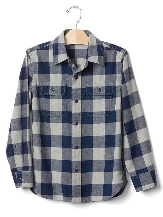 Gap Buffalo Plaid Button Shirt - Grey Heather