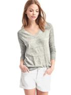 Gap Women Pointelle Long Sleeve Sweater - Space Dye Grey Marl