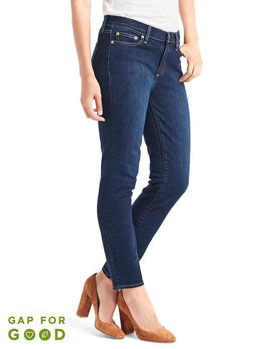 Gap Women Washwell Mid Rise Real Straight Jeans - Dark Indigo