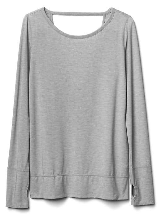 Gap Women Gapfit Breathe Long Sleeve Ballet Tee - Lt Heather Grey