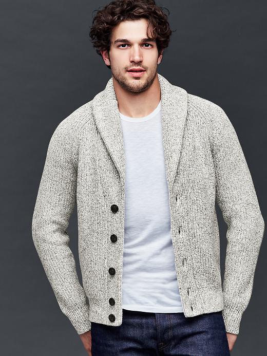 Gap Men Marled Shawl Cardigan - Creamy Marle