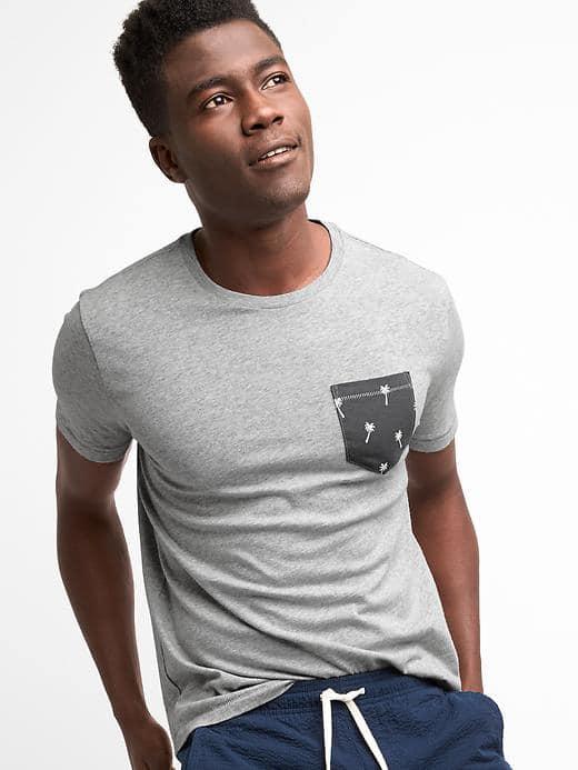 Gap Men Print Pocket Short Sleeve Tee - New Heather Grey