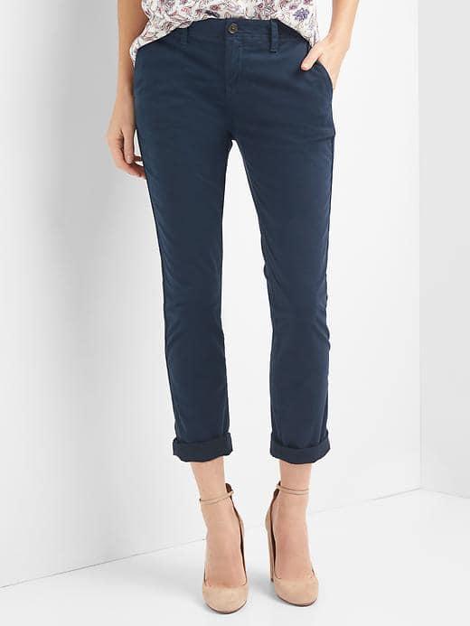 Gap Women Girlfriend Twill Stripe Chinos - True Indigo