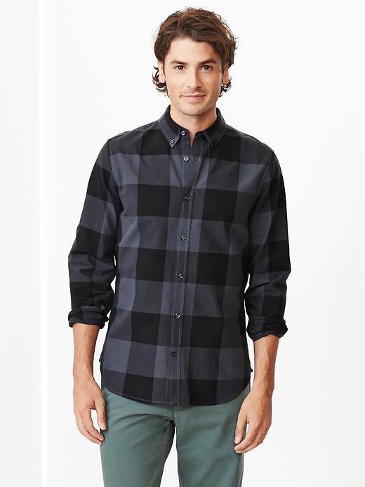 Gap Buffalo Plaid Oxford Shirt Slim Fit - Cast Iron