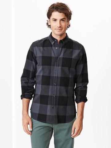 Gap Buffalo Plaid Oxford Shirt Slim Fit - Cast Iron