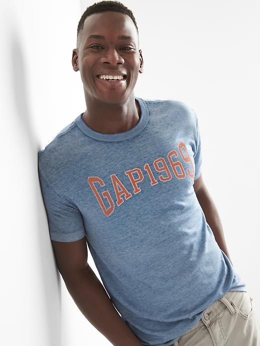 Gap Men Logo Burnout Tee - Classic China Blue