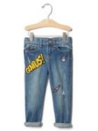Gap 1969 Graphic Patch Girlfriend Jeans - Patchwork