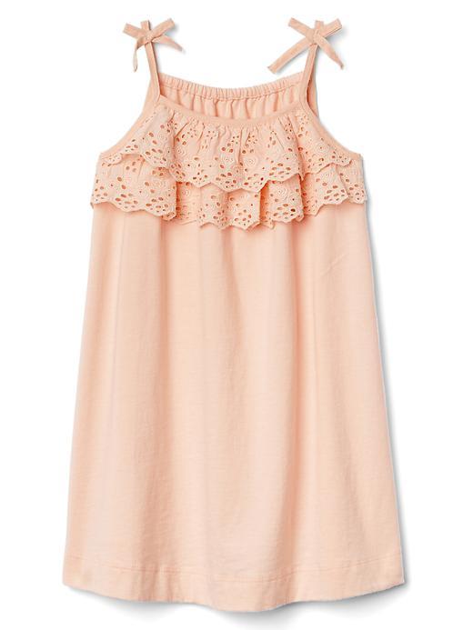 Gap Eyelet Ruffle Bow Dress - Silk Powder
