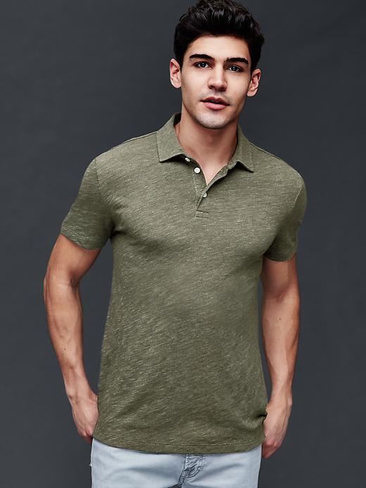 Gap Men Heathered Polo - Olive Heather