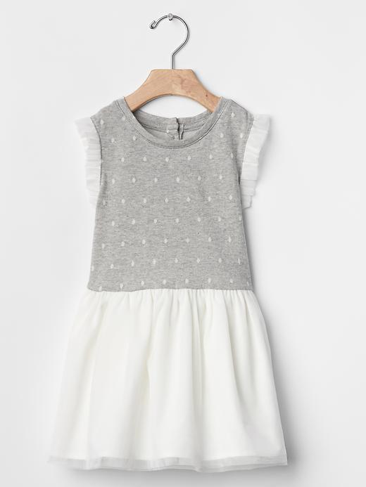 Gap Mix Fabric Dot Sweatshirt Dress - Ivory Frost